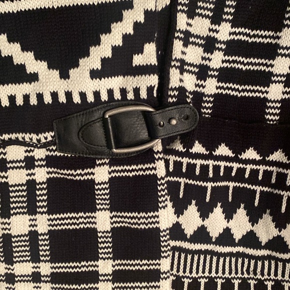 Ralph Lauren Black White Aztec Tribal Knit Sweater Wrap Open Vest RARE - Picture 4 of 8
